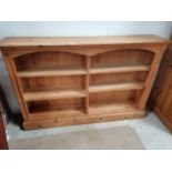 Double fronted pine bookcase 150cm x 99cm ht