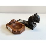 Mouseman ashtray plus metal Mouse Doorstop/Wedge - excellent condition