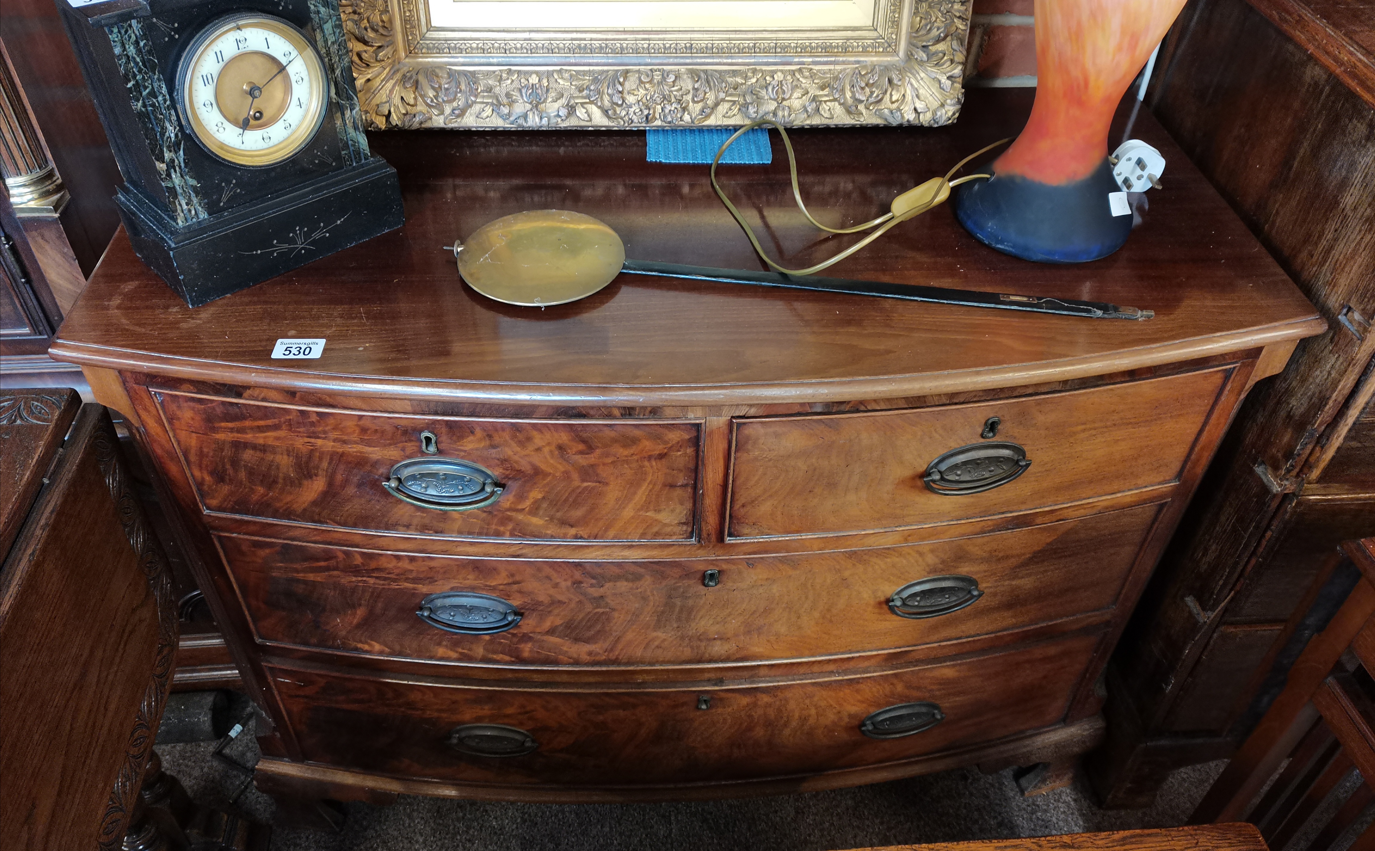 3ht Antique bow fronted Mahogany chest of drawers