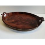 Antique oval Mahogany brass bound tray
