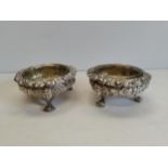 X2 Edinburgh Silver and glass bowls with claw feet