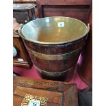 Oak and brass bound coal bucket