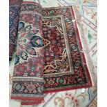 Indian silk rug dark red, beige 3ft x 4ft