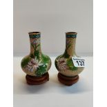 A pair of Chinese flower Cloisonné 10cm vases