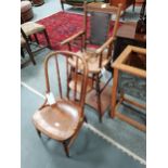 Antique Childs highchair and child's spindle back chair