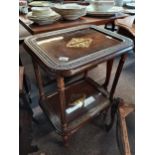 Antique inlaid trolley/plant table