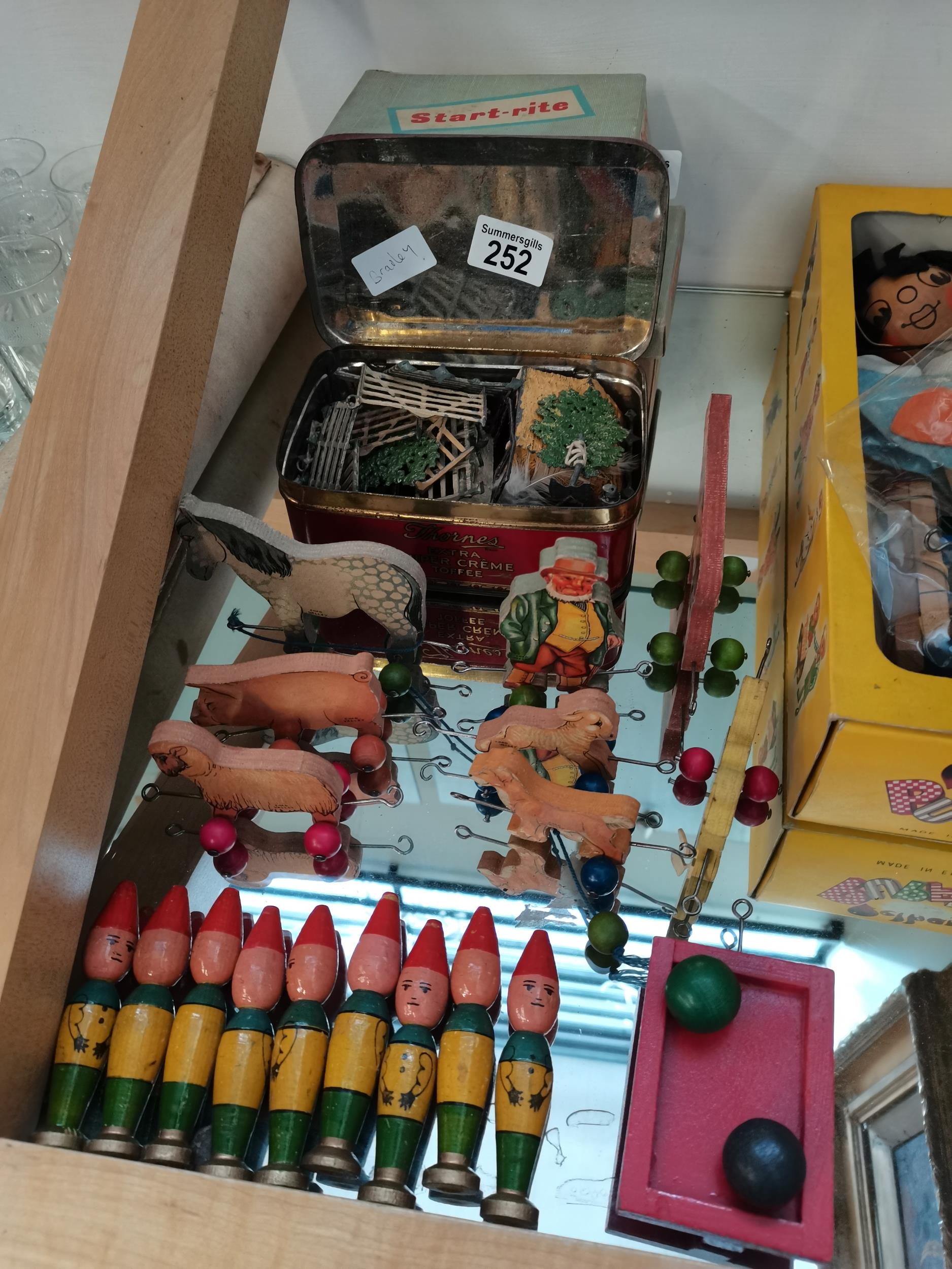 old iron farm toys and Chad valley wooden toys