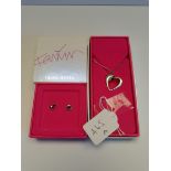 Georg Jenson 925 silver heart earrings and 925 silver heart pendant and chain