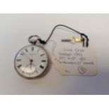 Silver cased London 1883 pocket watch with key 'W. Hayward & Co' Norwich w/o