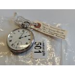 Silver Dennison case pocket watch. James Walker record Birmingham 1938 Swiss made movement wind