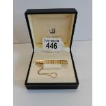 18ct Gold Dunhill Tie Slide - Tie shaped 56mm long Diamond cut finish in white and yellow 6.1