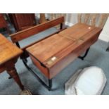 old Victorian school desk and bench