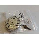 Silver case London 1868 pocket watch. Makers mark T.M (Thomas Mills) (w/o)