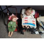 Vintage Childs Doll Pram and Pushchair Both Containing Dolls