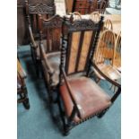 X3 leather seated oak carver chairsCondition StatusCondition Grade:  B Good: In good condition but