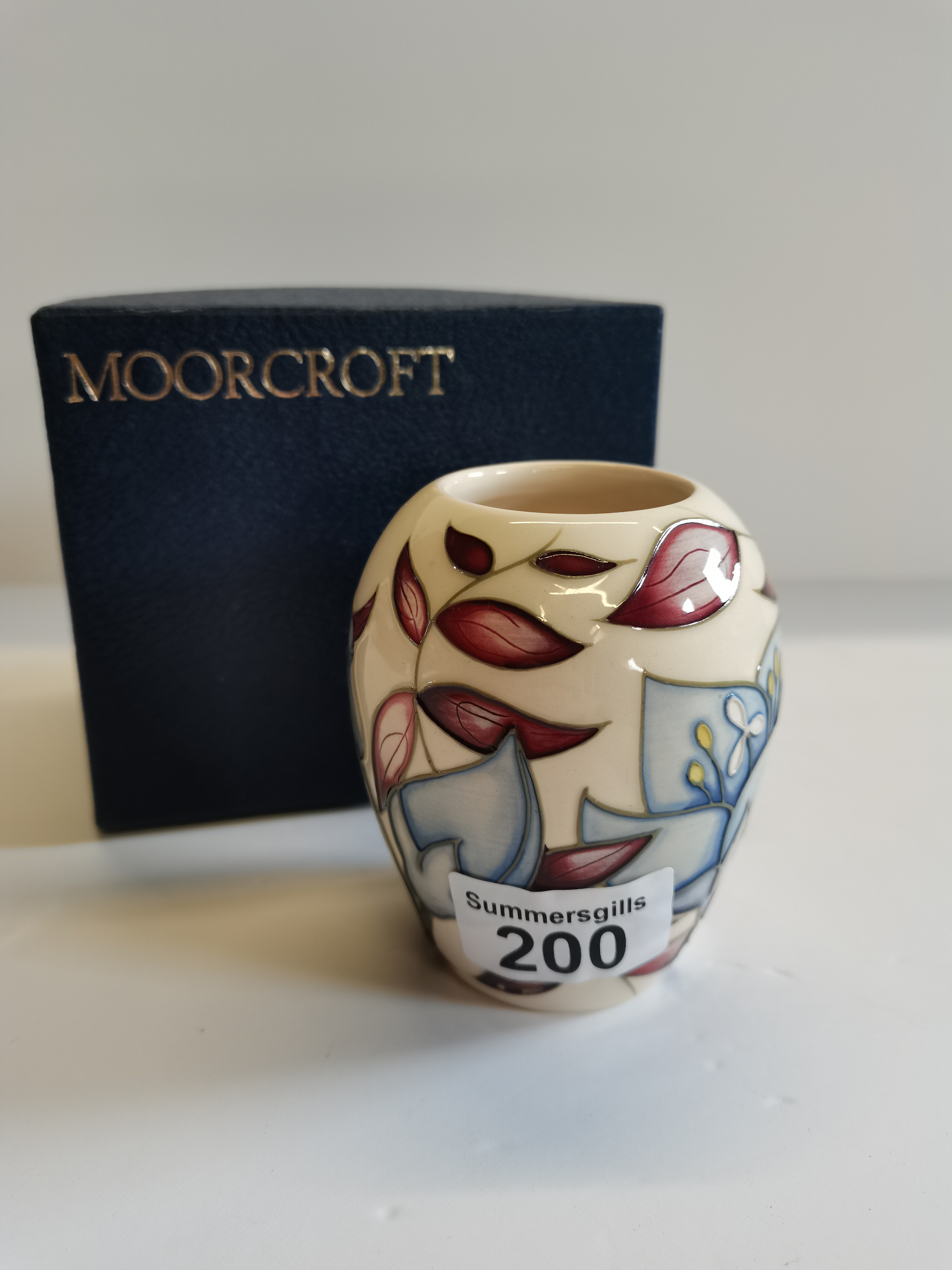 Moorcroft Jacobs Ladder Vase designed by Alicia Amison Hx9.5cm excellent condition with box