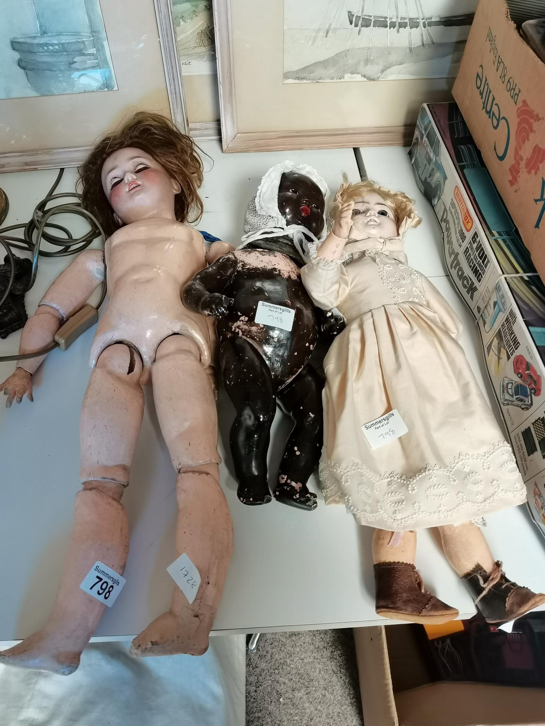 x3 old Victorian dolls