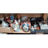 3 x boxes misc. items incl oriental vases, tea set etc