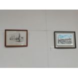 X2 pictures of Hemel Hempstead. One signed and limited edition print watercolour by Peter Wagon