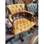 A leather captains office swivel chair - tanCondition StatusCondition Grade:  B Good: In good