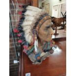 55cm high resin bust of an IndianCondition StatusCondition Grade:  B Good: In good condition but
