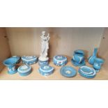 Large selection of Jasperware wedgwood - blue and white inc figurine 'Exato' no 460