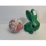 Sylvac Bunny and Indian Jane ceramic ball