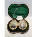 A rare pair of pictures in Oyster shaped case - by Ross & Pringle Edinburgh
