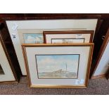 Watercolour of Helmsley by M Wilde, African framed picture plus framed coastal scene