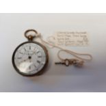 Centre Seconds Chronograph Swiss made pocket watch with key. Good working order nice quality watch