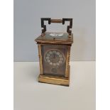 Antique French gold bronze carriage alarm clock.