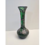 An Art Noveau style 25cm silvered and green glass vaseCondition StatusCondition Grade:  A Excellent: