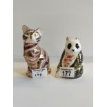 Crown Derby Cat and Panda