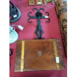 Metal candle holder cross and wooden box