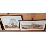 2 x framed prints by Alan Ingham "Evening's last light " and farmyard scene