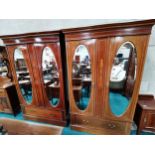 5 piece Edwardian inlaid bedroom suite Bed, 2 x wardrobes, bedside cabinet and dressing