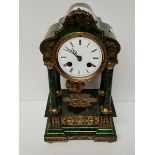 Excellent quality Restoration style Antique Malachite & golden gilt mantle clock