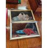 Pair of Victorian still life paintings on glass Condition status - Grade B good