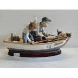 Lladro figure - 'Fishing with Gramps' broken fishing rod
