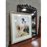 Wood framed mirror and picture of bally girl