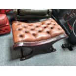 Brown leather chesterfield footstoolCondition StatusCondition Grade:  C Fair: In fair condition