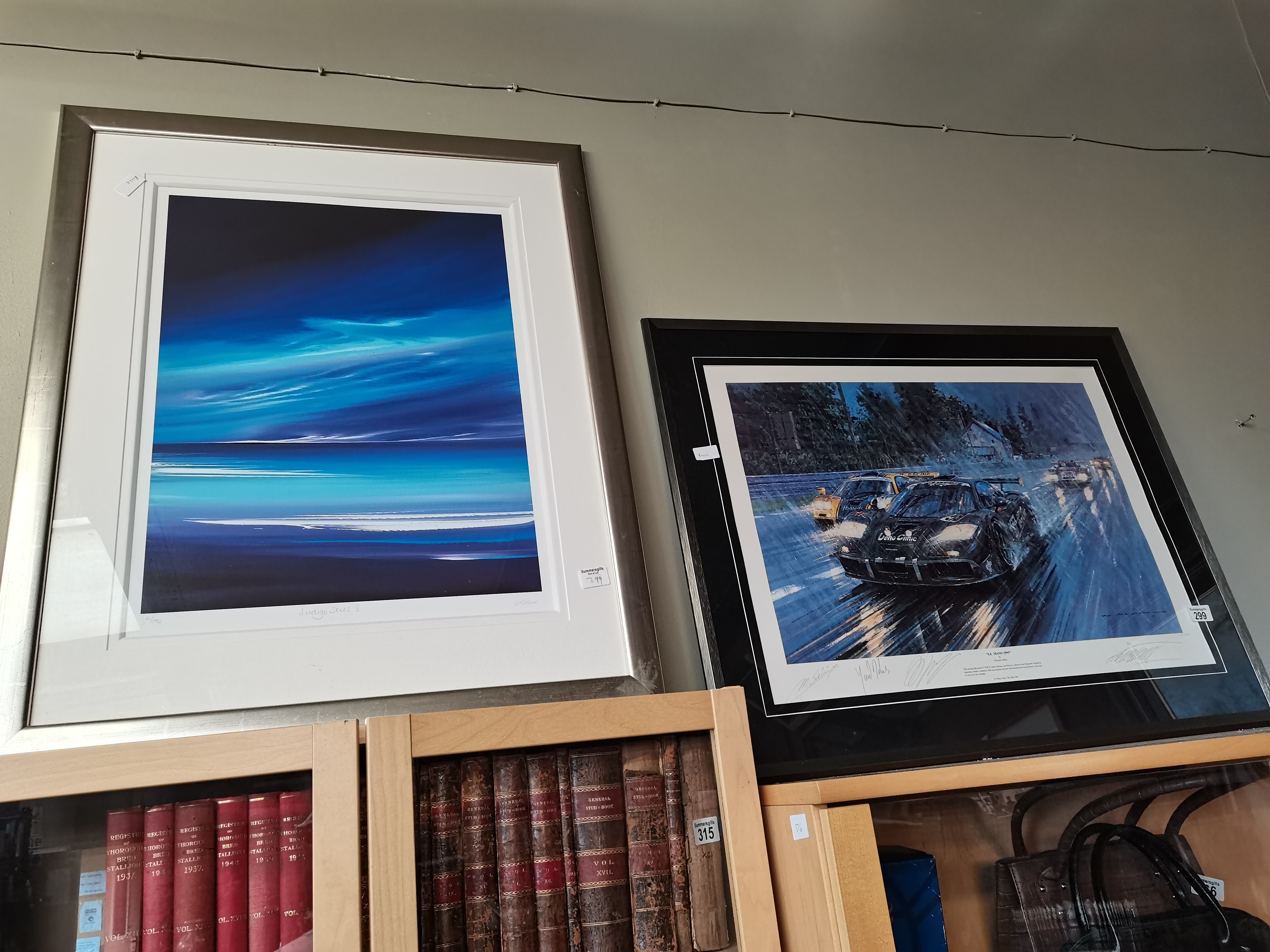 Limited Edition 241/500 signed print of "Le Mans 1995" by Nicholas Watts plus Indogo Skies print