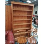 Tall pine bookcase - modern W114cm X H211cm Condition Grade:  B Good: In good