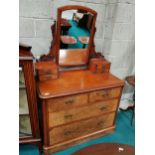 Walnut and mahogany dressing table with tilting mirror W107cm Condition Grade:  C