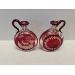 Pair of bohemian red decanters