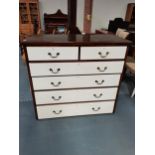 5ht mahogany chest of drawers with painted fronts W121cm x D56cm x H109cmCondition StatusCondition