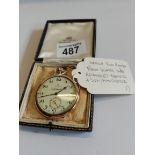 Omega gold plated pocket watch retailed by Hancock & Sons Manchester (w/o)