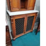 Marble toped library cupboard W90cm x H95cm x D40cm