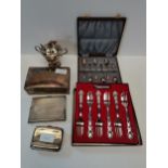Silver plated Cutlery and cigarette boxes