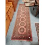 Persian Red faded hall runner. 79cm x 290cm